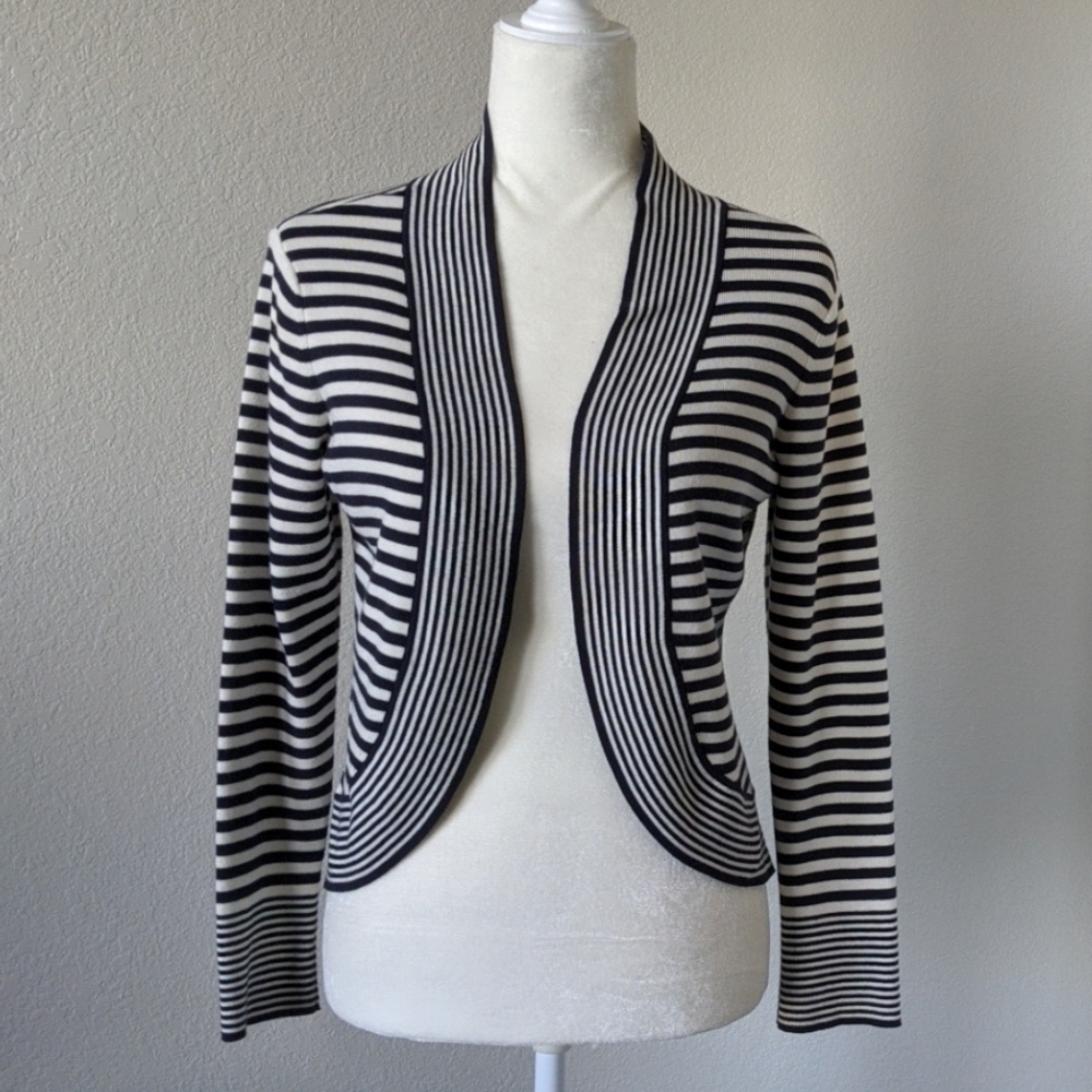 Talbots Petites Striped Open Cardigan